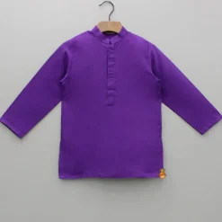 Sale Purple Kurta With Bird Embroidered Jacket And Pyjama BOY Indian Ethnic Wear | Ethnic Sets
