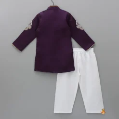 Sale Purple Kurta With Dori Embroidery And Pyjama BOY Indian Ethnic Wear | Ethnic Sets