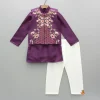 Best Purple Kurta With Embroidered Jacket And Pyjama BOY Indian Ethnic Wear | Ethnic Sets