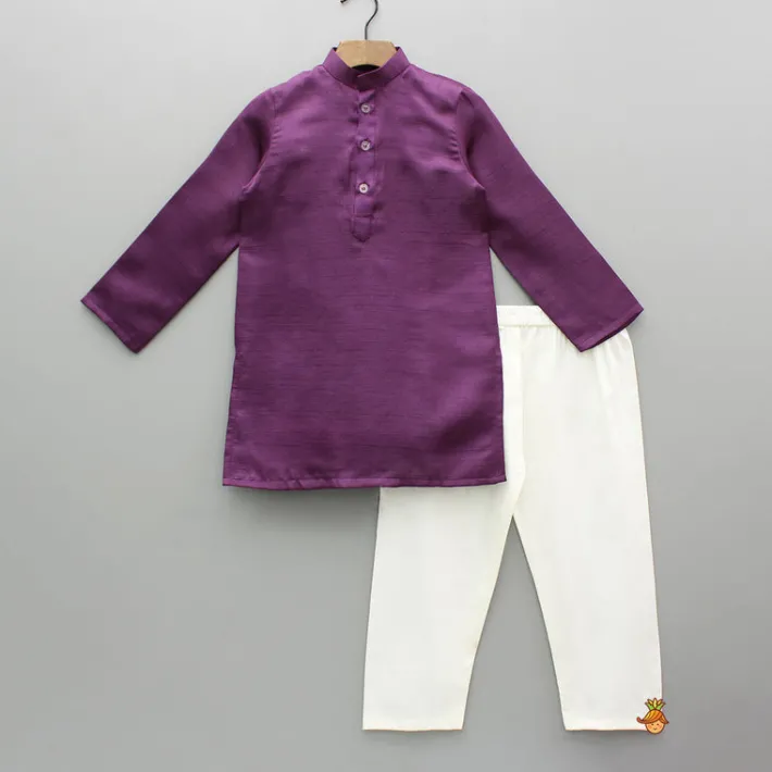 Best Purple Kurta With Embroidered Jacket And Pyjama BOY Indian Ethnic Wear | Ethnic Sets