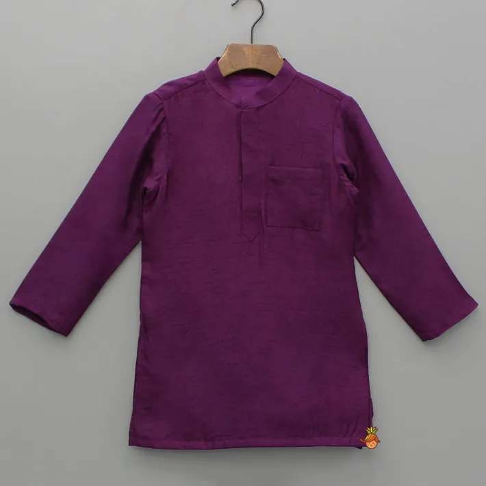 Best Purple Kurta With Embroidered Jacket And Pyjama BOY Indian Ethnic Wear | Ethnic Sets