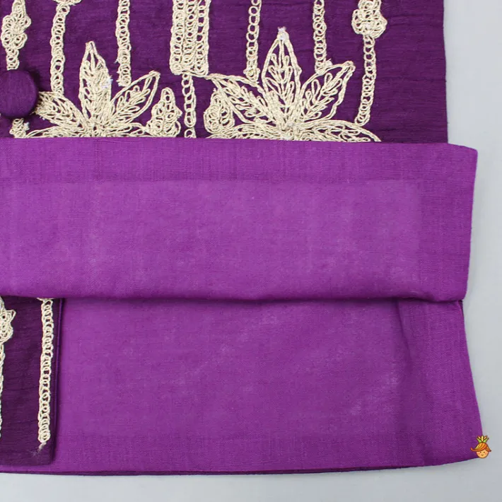 Best Purple Kurta With Embroidered Jacket And Pyjama BOY Indian Ethnic Wear | Ethnic Sets