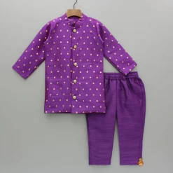 Hot Purple Kurta With Zari Work And Pant BOY Indian Ethnic Wear | Ethnic Sets