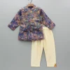 Sale Purple Multicolour Printed Kurta With Embroidered Jacket And Pyjama BOY Indian Ethnic Wear | Ethnic Sets
