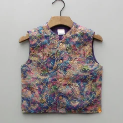 Sale Purple Multicolour Printed Kurta With Embroidered Jacket And Pyjama BOY Indian Ethnic Wear | Ethnic Sets