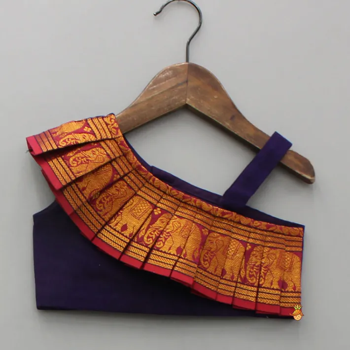 Online Purple One Shoulder Pleats Detailed Top And Pleated Lehenga Twinning Sets | Ethnic Wear