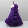 Online Purple One Shoulder Ruffle Net Gown Dresses & Sets | Dresses
