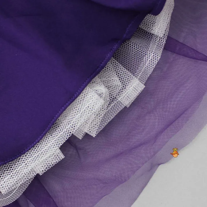 Online Purple One Shoulder Ruffle Net Gown Dresses & Sets | Dresses
