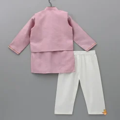 Clearance Purple Pintuck Kurta And Thread Embroidered Jacket With Pyjama BOY Twinning Sets | Indian Ethnic Wear