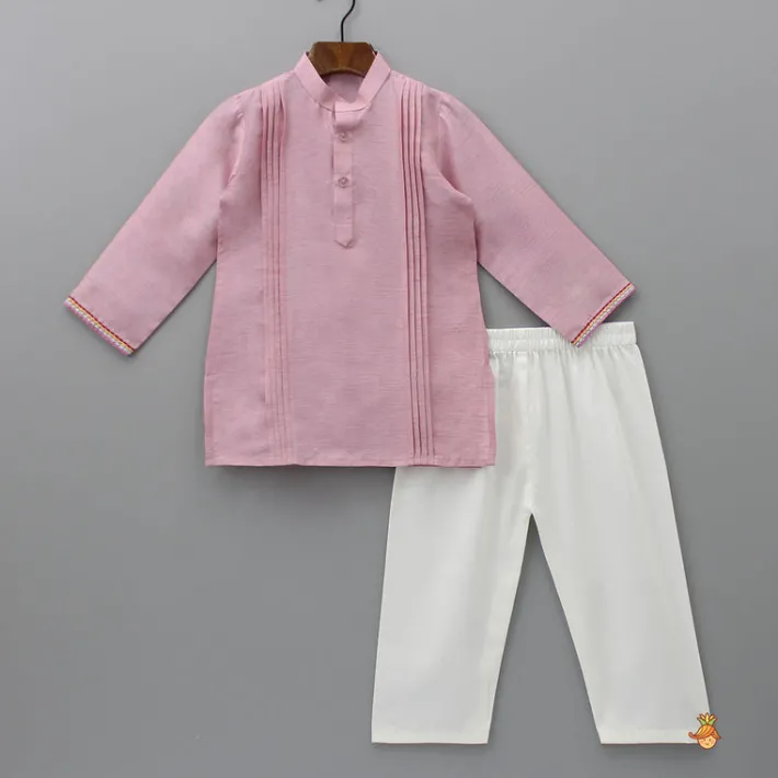 Clearance Purple Pintuck Kurta And Thread Embroidered Jacket With Pyjama BOY Twinning Sets | Indian Ethnic Wear