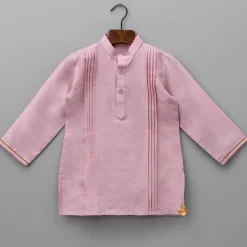 Clearance Purple Pintuck Kurta And Thread Embroidered Jacket With Pyjama BOY Twinning Sets | Indian Ethnic Wear