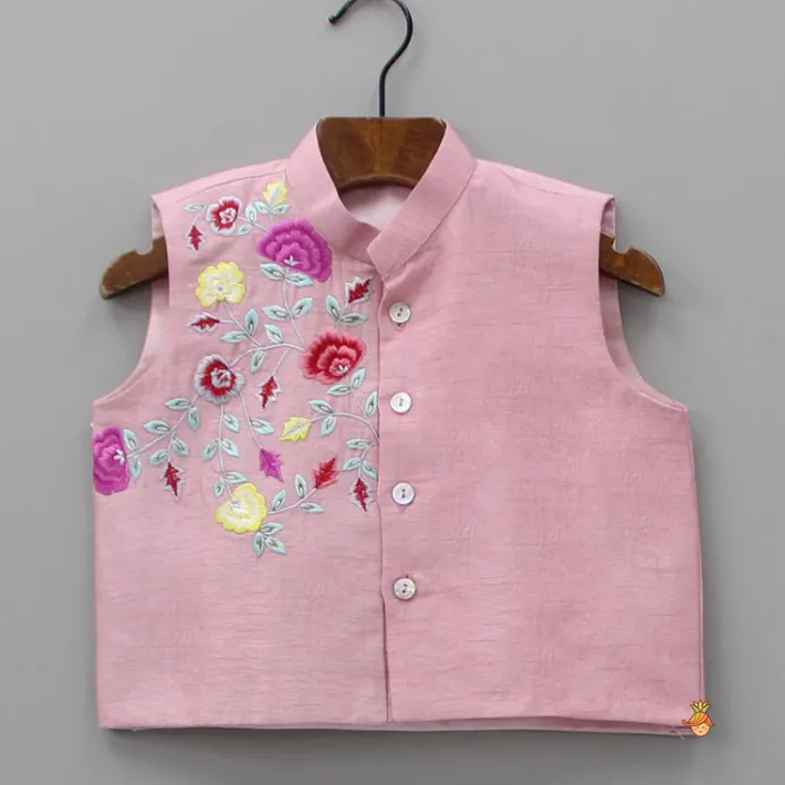 Clearance Purple Pintuck Kurta And Thread Embroidered Jacket With Pyjama BOY Twinning Sets | Indian Ethnic Wear