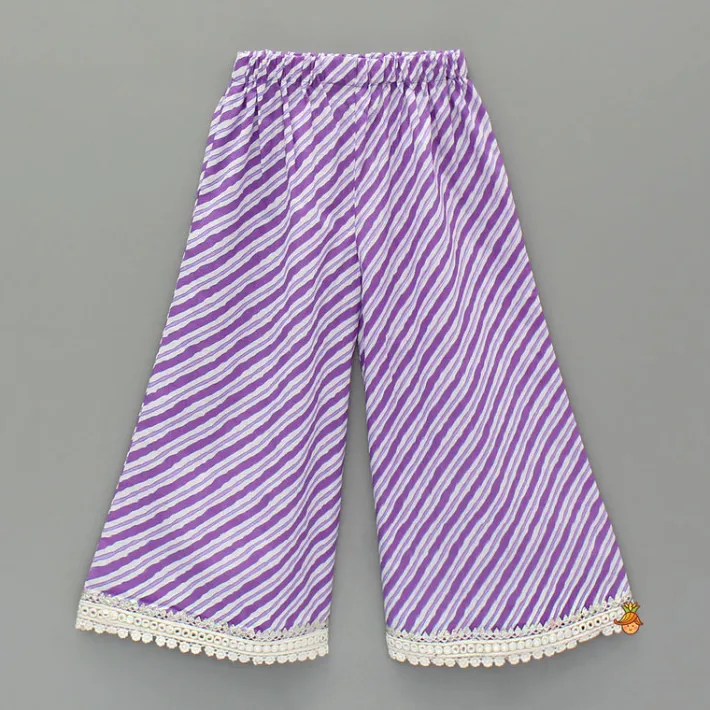 Online Purple Printed Kurti And Palazzo With Dupatta Ethnic Wear | Palazzos & Shararas