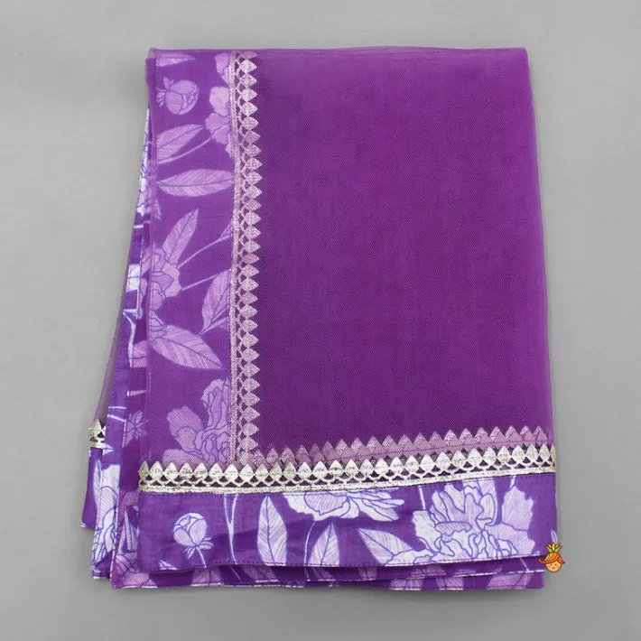 Online Purple Printed Kurti And Palazzo With Dupatta Ethnic Wear | Palazzos & Shararas
