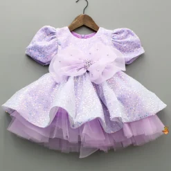 Hot Purple Sequin Dress Adorned With Matching Bows Dresses & Sets | Dresses