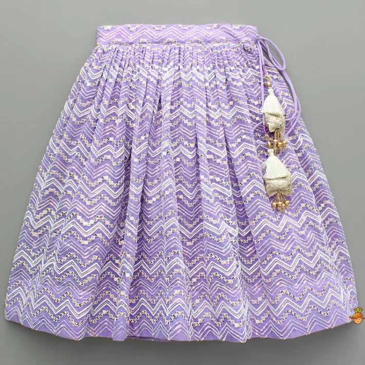 Clearance Purple Sequin Embroidered One Shoulder Top And Lehenga Ethnic Wear | Lehengas & Ghagras