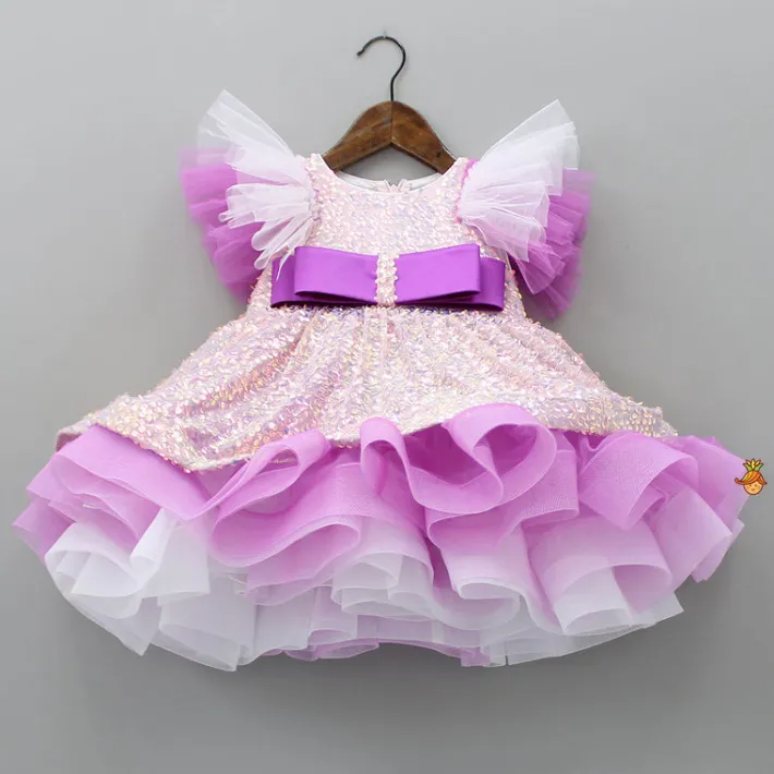 New Purple Sequined Ruffle Dress Dresses & Sets | Dresses