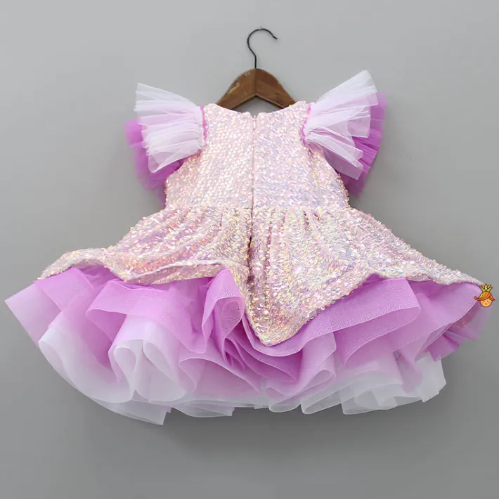New Purple Sequined Ruffle Dress Dresses & Sets | Dresses