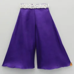 Online Purple Swirled Flower Embellished One Shoulder Top And Flared Palazzo Ethnic Wear | Palazzos & Shararas