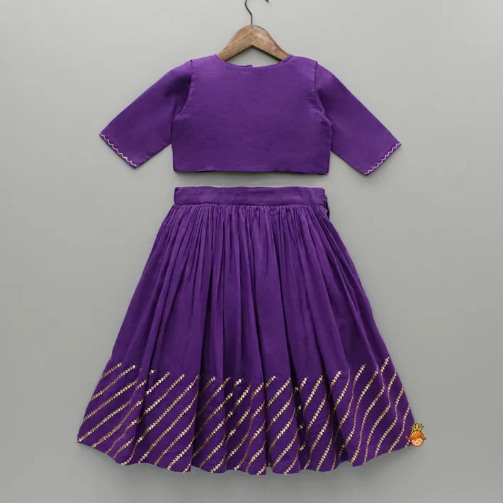 Discount Purple Top And Embroidered Jacket With Lehenga And Dupatta Ethnic Wear | Lehengas & Ghagras
