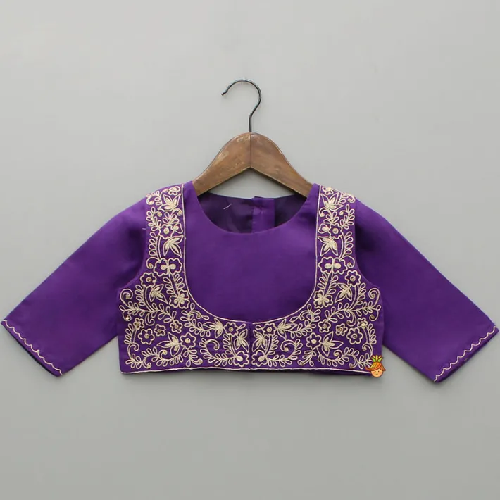Discount Purple Top And Embroidered Jacket With Lehenga And Dupatta Ethnic Wear | Lehengas & Ghagras