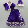New Purple Velvet Lace Detailed Top And Lehenga With Dupatta Ethnic Wear | Lehengas & Ghagras