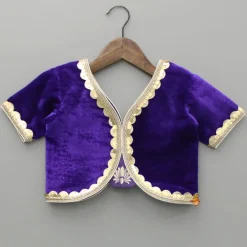 New Purple Velvet Lace Detailed Top And Lehenga With Dupatta Ethnic Wear | Lehengas & Ghagras