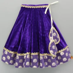 New Purple Velvet Lace Detailed Top And Lehenga With Dupatta Ethnic Wear | Lehengas & Ghagras