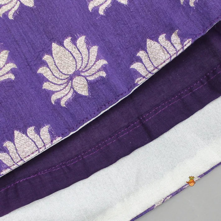 New Purple Velvet Lace Detailed Top And Lehenga With Dupatta Ethnic Wear | Lehengas & Ghagras