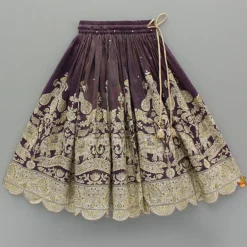 Sale Purple Yoke-Embroidered Shimmery Top And Lehenga With Dupatta Ethnic Wear | Lehengas & Ghagras