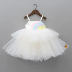 Outlet Rainbow and Pearl Detailed White Party Dress Dresses & Sets | Dresses