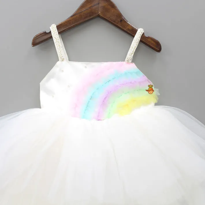 Outlet Rainbow and Pearl Detailed White Party Dress Dresses & Sets | Dresses
