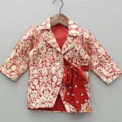 Clearance Red Brocade Jacket Style Top And Lehenga Ethnic Wear | Lehengas & Ghagras