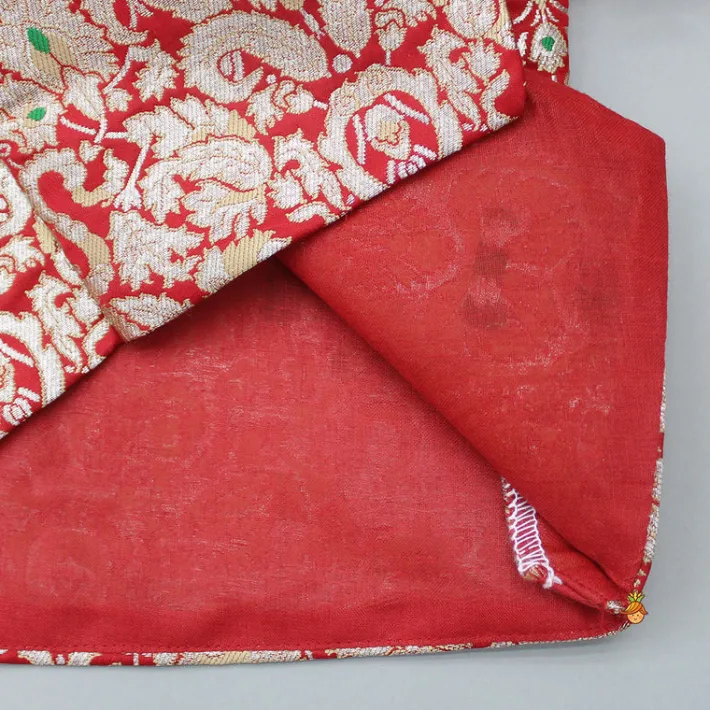 Clearance Red Brocade Jacket Style Top And Lehenga Ethnic Wear | Lehengas & Ghagras