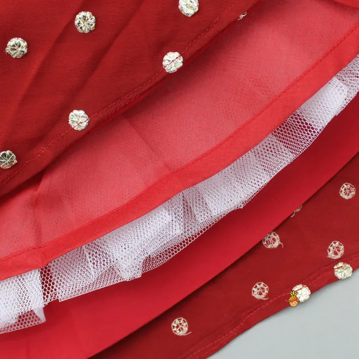 Clearance Red Brocade Jacket Style Top And Lehenga Ethnic Wear | Lehengas & Ghagras