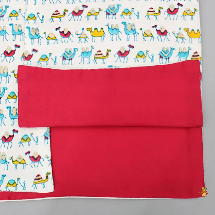 Fashion Red Buttons Adorned Printed Off White Jacket BOY Indian Ethnic Wear | Ethnic Jackets