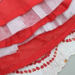 Best Red Chanderi Printed Ruffled Top And Embroidered Lehenga Ethnic Wear | Lehengas & Ghagras