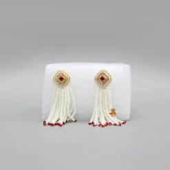 Discount Red Choker Necklace And Earrings With Elegant Embellishments Jewellery