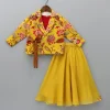 Outlet Red Crop Top With Notched Collar Jacket And Flared Palazzo Ethnic Wear | Palazzos & Shararas
