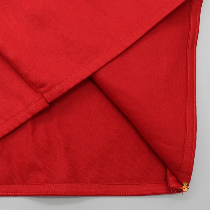 Outlet Red Crop Top With Notched Collar Jacket And Flared Palazzo Ethnic Wear | Palazzos & Shararas