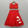 Hot Red Embroidered Top And Cutwork Embroidered Lehenga Ethnic Wear | Lehengas & Ghagras