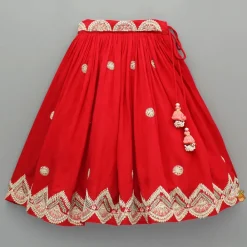 Fashion Red Embroidered Top And Lehenga With Dupatta Ethnic Wear | Lehengas & Ghagras