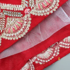 Fashion Red Embroidered Top And Lehenga With Dupatta Ethnic Wear | Lehengas & Ghagras