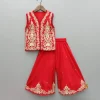 Fashion Red Embroidered Top And Palazzo Ethnic Wear | Palazzos & Shararas