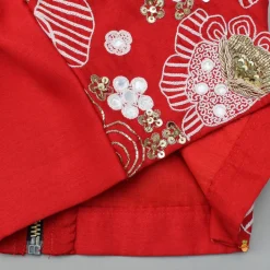 Best Red Embroidred Halter Neck Top With Flared Palazzo Ethnic Wear | Palazzos & Shararas