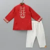 Outlet Red Faux Mirror Work Kurta With Pyjama BOY Indian Ethnic Wear | Ethnic Sets