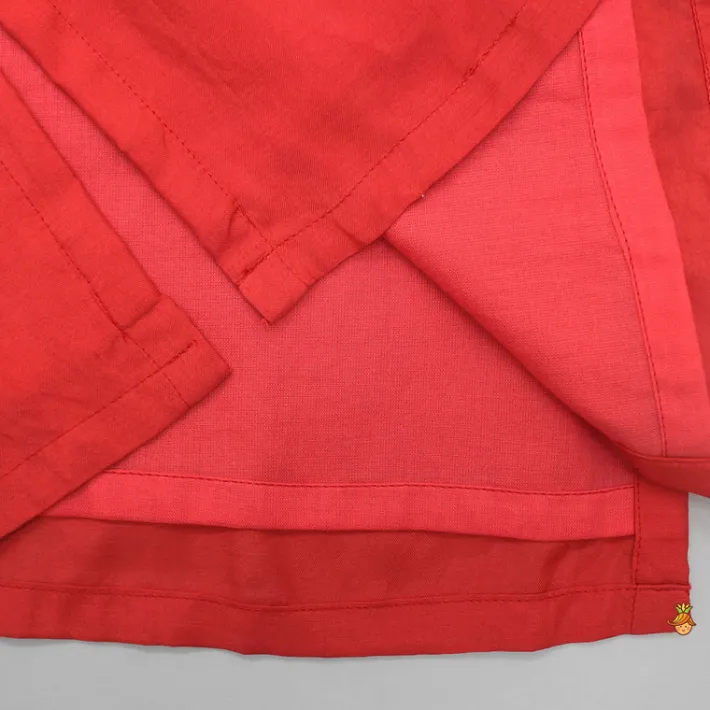 Outlet Red Faux Mirror Work Kurta With Pyjama BOY Indian Ethnic Wear | Ethnic Sets