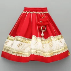 Discount Red Gota Lace Work Embroidered Top And Lehenga With Dupatta Ethnic Wear | Lehengas & Ghagras