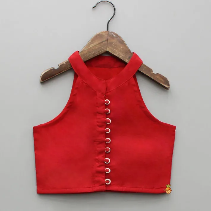 New Red Halter Neck Top And Elephant Print Palazzo Ethnic Wear | Palazzos & Shararas