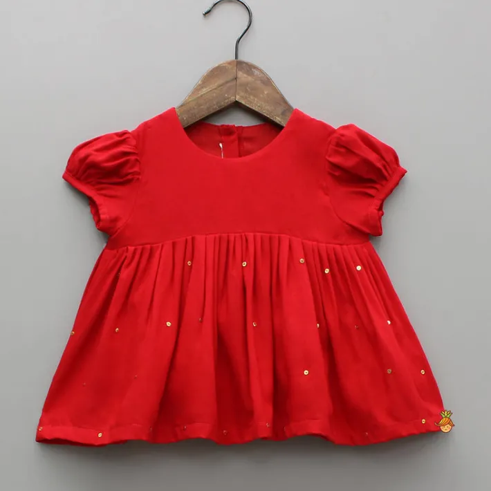 Online Red Jamna With Embroidered Jacket Set Ethnic Wear | Kurtis & Jumpsuits
